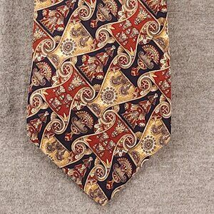 The Metropolitan Museum of Art Geometrical Silk Tie Brown, Red, Black Silk